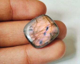 Best Purple Flashy Labradorite Cabochon Loose Gemstone Natural Labradorite Size - 21x19x7 MM Cushion Shape Wholesaler Gemstone Gift For Her