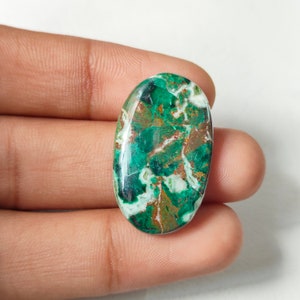 Chrysocolla Cabochon Loose Gemstone Both Side Polish Size-30x18x4 MM Wonderful Chrysocolla Jasper Use For Jewelry Making