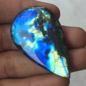 Amazing Labradorite Cabochon Loose Gemstone Natural Labradorite Smooth Gemstone Size- 53x32x7 MM Pear Shape Both Side Polish Use For Jewelry