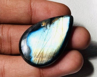 Awesome Multi Flashy labradorite cabochon Loose Gemstone Natural Labradorite Size - 39x25x6 MM Smooth Pear Shape Gemstone Use For jewelry