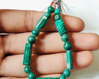 Best Quality Malachite Strand Gemstone Roundel And Tube Shape Gemstone Hand Made Item Wholesaler Malachite 17 Beads Gift For her