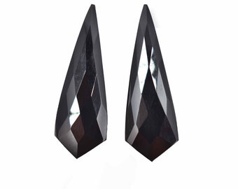 Amazing Quality   Natural Black Onyx Faceted Gemstone Fancy Shape Top Quality Black Onyx Both Side Polish Use For Jewelry 47 Carat 45x15x6MM