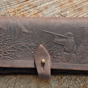 Titular de cartuchos de couro feito à mão, bolsa de munição, suporte de bala, suporte de munição, caçador, presente, acessórios de caça, tiro