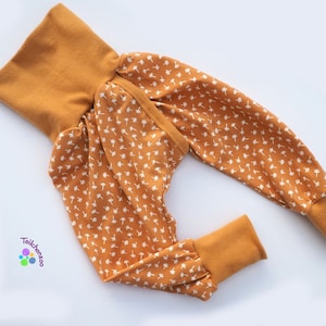 Organic split pants, slit pants, weaning pants diaper-free various sizes dandelions autumn gold
