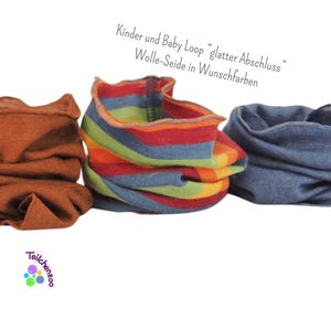 Ull-siden halsduk, öglehalsduk, sjal, barn- och babystorlekar, slät kant