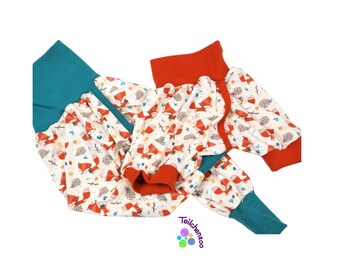 Pantaloni spaccati organici, pantaloni con spacco, pantaloni per lo svezzamento, senza pannolino, varie taglie, volpi