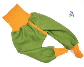 Pantaloni spaccati in pile di lana merino biologica, pantaloni spaccati, pantaloni per lo svezzamento, senza pannolino, varie taglie, tinta unita, vari colori, lana, merino