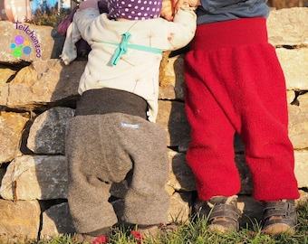 Organic (Merino) wool fleece pants from size 50-128, wool trousers, cozy trousers