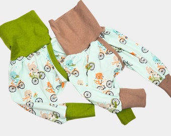 Organic split pants, slit pants, weaning pants, diaper-free, various sizes Friends on Bikes