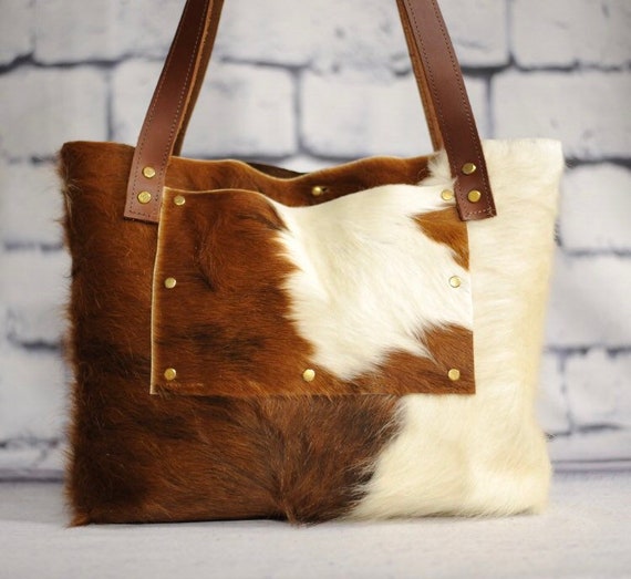 cowhide tote purse