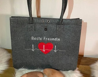 Bestickte Filztasche "Beste Freundin"