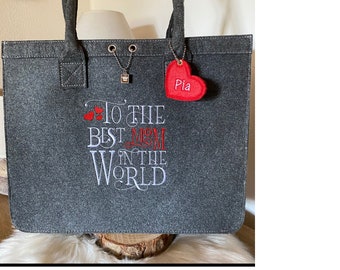 Bestickte Filztasche "To The Best Mom"