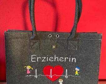 Bestickte Filztasche "Erzieherin"