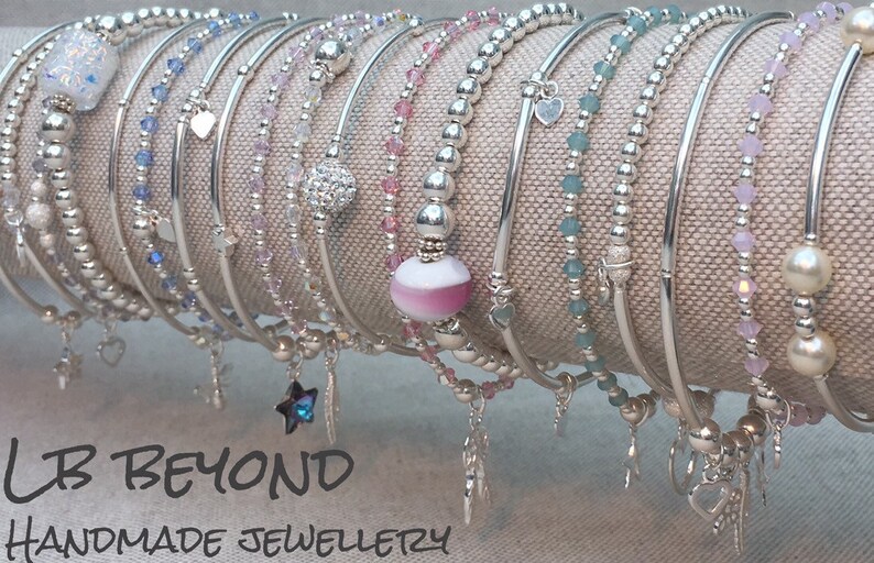 Sterling Silver Beaded Stretch Stacking Rings With Open Heart - Etsy UK