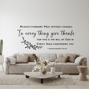 Scripture 1 Thessalonians 5:16-18 Wall Decal Sticker Religious Christian Bible Verse