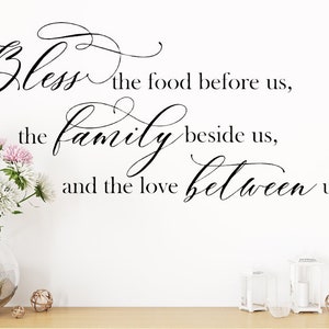 Bless the food Wall Decal Sticker Kitchen Dining Room Religious Christian