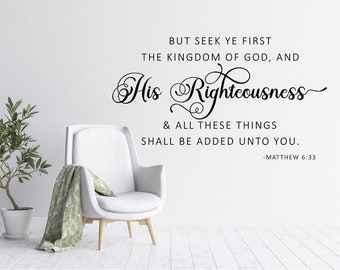 Scripture Matthew 6:33 Wall Decal Sticker Religious Christian Bible Verse