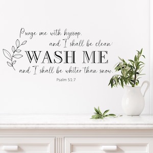 Scripture Psalm 51:7 Wall Decal Sticker Religious Christian Bible Verse