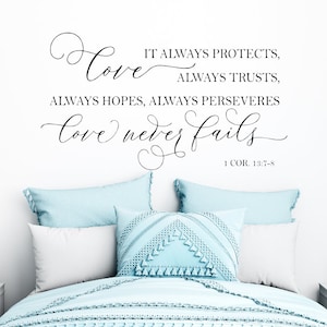 Scripture 1 Corinthians 13:7-8 Wall Decal Sticker Bedroom Wedding Bible Verse Religious Christian