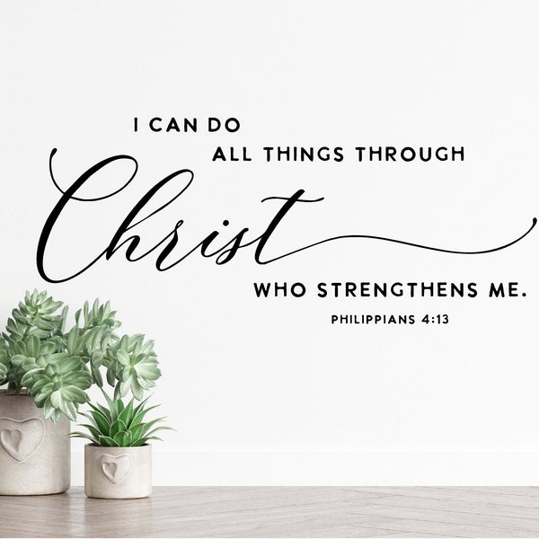 Escritura Filipenses 4:13 Adhesivo de pared adhesivo religioso cristiano versículo bíblico