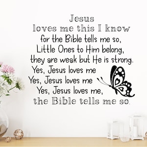 Jesus Loves Me Wall Decal Sticker Child Bedroom Nursey Religious Christian Bible