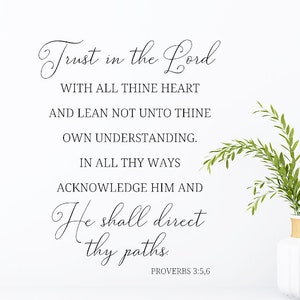 Scripture Proverbs 3:5-6 Wall Decal Sticker Religious Christian Bible Verse