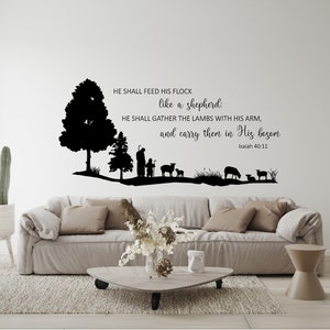 Scripture Isaiah 40:11 Wall Decal Sticker Religious Christian Bible Verse