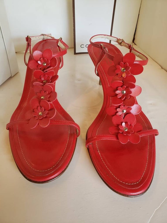 Strappy Red Coach Sandals