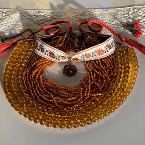 Ukrainische Perlen Halskette Set, 4-teiliges Schmuckset, gestickte Choker, Statement Halskette, ethnischer Volksschmuck, Geschenk für Sie