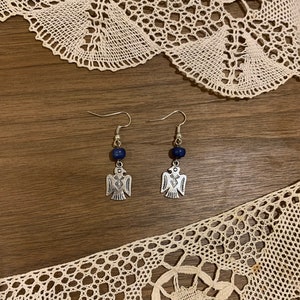 Ukrainian Earrings Ukrainian Ethno Earrings Ukraine Patriotic jewellery Blue ceramic earrings falcon birds Earrings birds Ukrainian folk