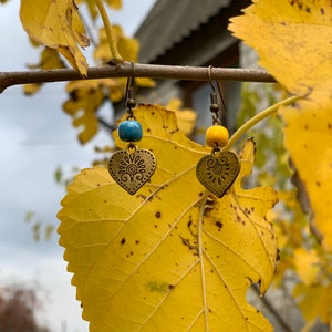 Ukrainian folk Earrings, Made in Ukraine Blue Yellow earrings jewelry Patriotic Ukraine simbol Ukrainian jewelry yellow blue earrings ukrain