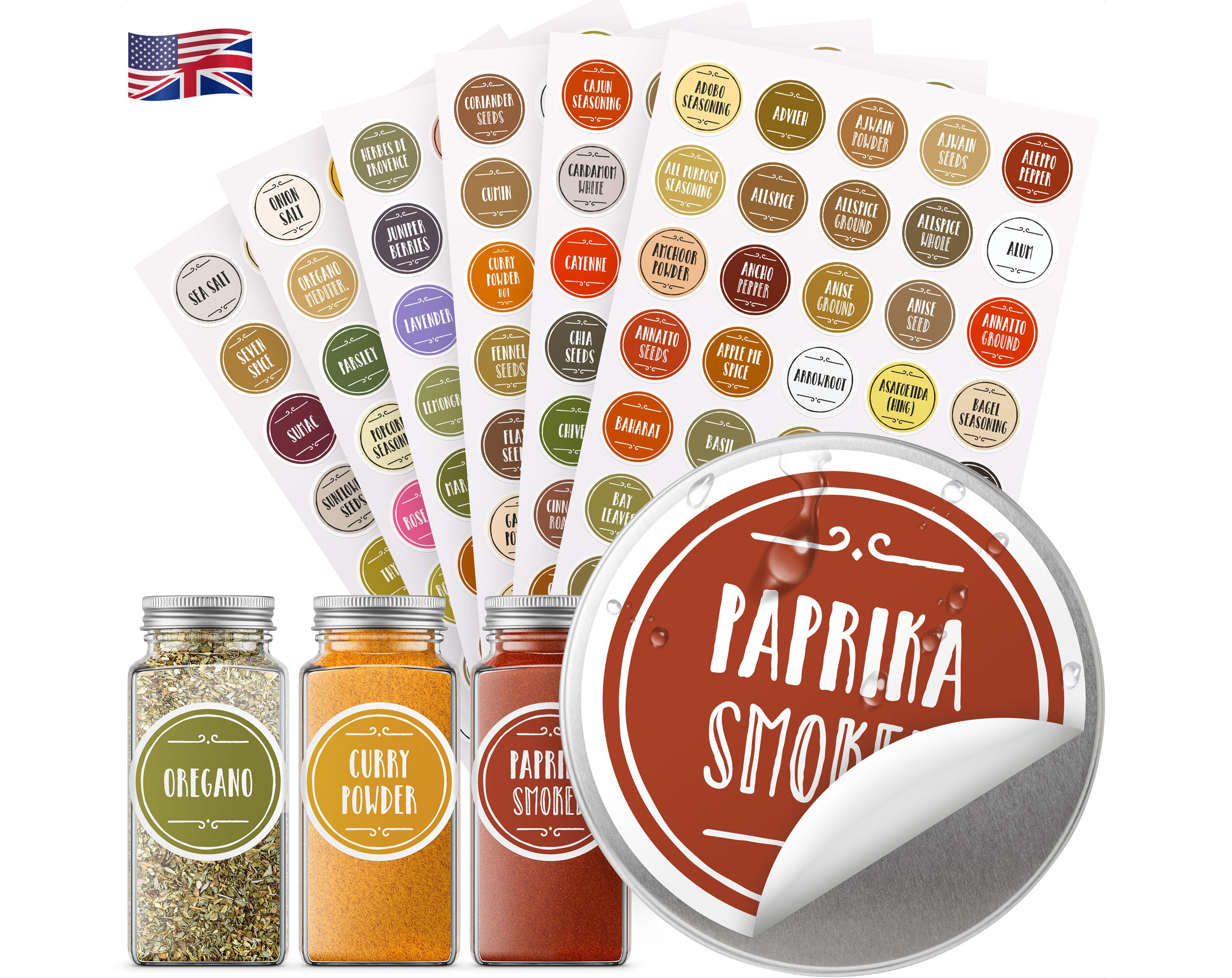 200 Spice Labels Stickers Preprinted Waterproof Round Etsy
