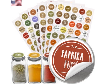 210 Spice Labels with QuickFind Color-Coding. Waterproof, Oil-Resistant and Round 1.5" Stickers for Spice Jars + Free US Express shipping!