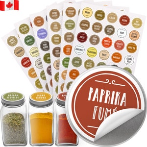 210 Spice Labels with QuickFind Colour-Coding. Waterproof, Oil-Resistant and Round 38mm Stickers for Spice Jars + Ships from Canada!