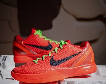 Kobe 6 Protro Reverse Grinch Bright Crimson Black-Green - Shoes, Basketball sneakers, Men Sneakers, Women Sneakers , Gift