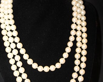 Vintage Faux Pearl Necklace Bracelet Set – 3-Strand Bridal Jewelry