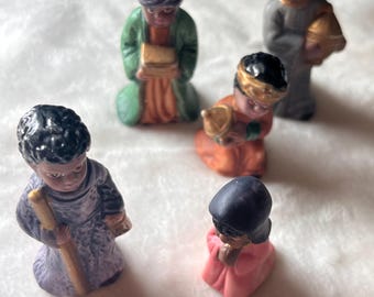 Vintage Black Nativity Set, 6 Piece African American Nativity Figurines, Three Wise Men, Mary & Baby Jesus, Christmas Decor