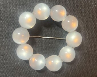 Vintage Opalescent Glass Bead Brooch | Mid Century Costume Jewelry