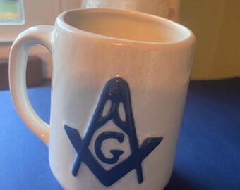 Mug maçonnique vintage, équerre et compas francs-maçons, tasse en céramique
