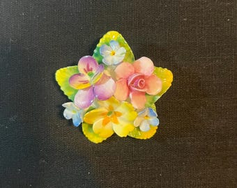 Vintage Artone Bone China Floral Brooch | Hand-Painted English Flower Pin