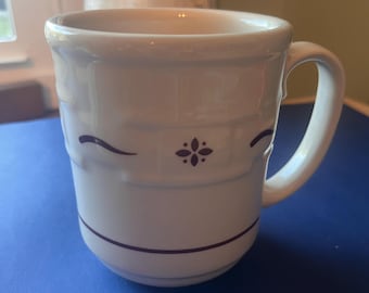 Mug vintage Longaberger Pottery : Crème bordeaux à motifs floraux, 35 cl (Fabriqué aux États-Unis)