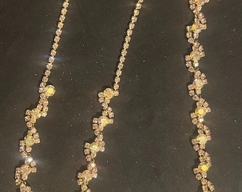 Vintage Aurora Borealis Rhinestone Jewelry Set – Necklace, Bracelet & Earrings