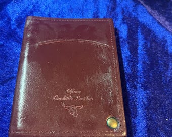 Organiseur de portefeuille vintage pour photo/identité en cuir de vachette véritable marron avec pochettes en plastique - Logo Western Steer - Compact pliant