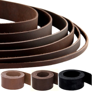 Cinturino in pelle piatta AURORIS 5 m, colore selezionabile: marrone scuro, nero, marrone cognac, larghezza selezionabile: 3/4/5/8/10/15/20/25/30/35/40 mm