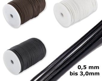 AURORIS 100 m roll of waxed cotton ribbon round, color and diameter selectable