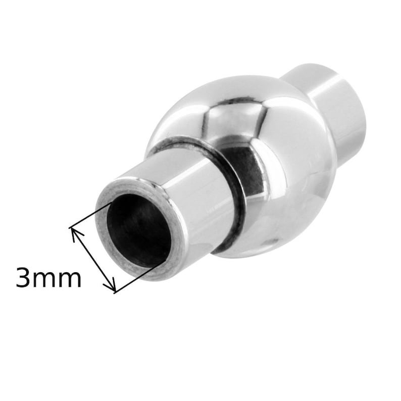 AURORIS stainless steel magnetic clasp ball hole size 3 mm, 4 mm, 5 mm, 6 mm or 8 mm and quantity selectable 3mm