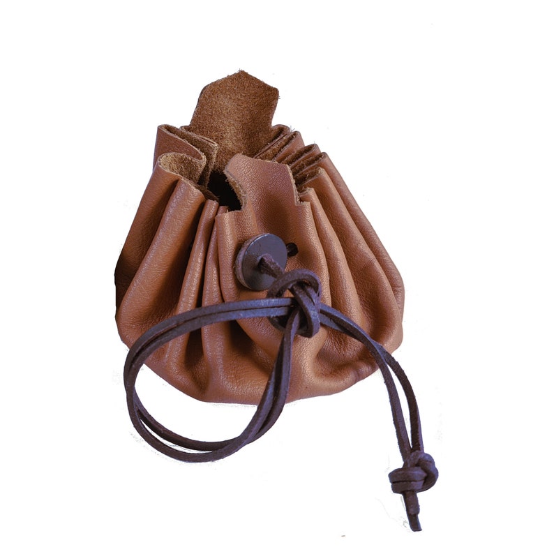 Sac en cuir médiéval en cuir nappa de vachette de haute qualité, couleurs au choix noir, marron, marron clair. Marron