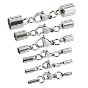 AURORIS stainless steel lobster clasp hole (1.2, 1.5, 2, 2.5, 3, 3.5, 4, 5, 6 mm) and number of pieces (1, 5 or 10 pieces) selectable