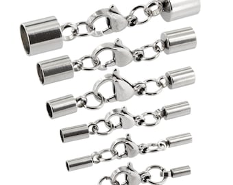 V06 Edelstahl Karabiner Verschluss Leder Armband Halskette Schmuck Collier Clasp 