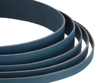 AURORIS 1 m leather strap flat color blue width selectable: 3/4/5/8/10/15/20/25/30/35/40 mm